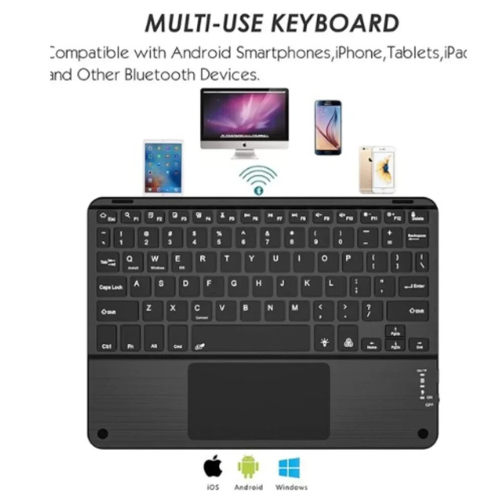Touchpad Keyboard Case for 9–11” Tablets Universal (Black) New, No Tags